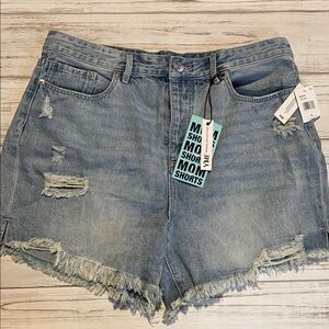 YMI Mom Fit Shorts Light Blue Distressed Jean Shorts size 15